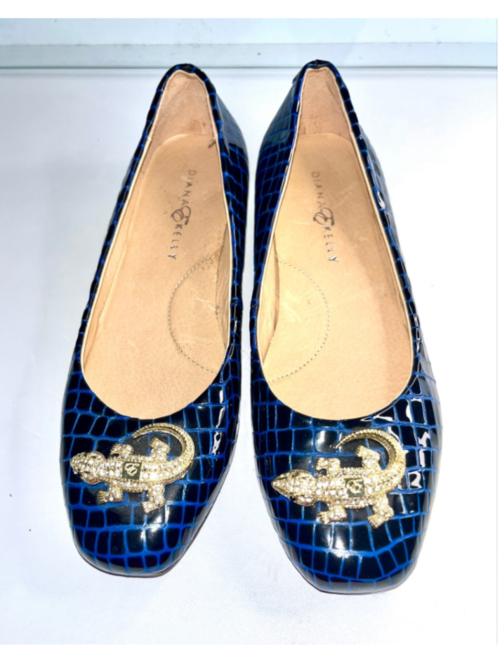 Diana & Kelly blue patent crocodile-embossed leather flats women size 8.5
